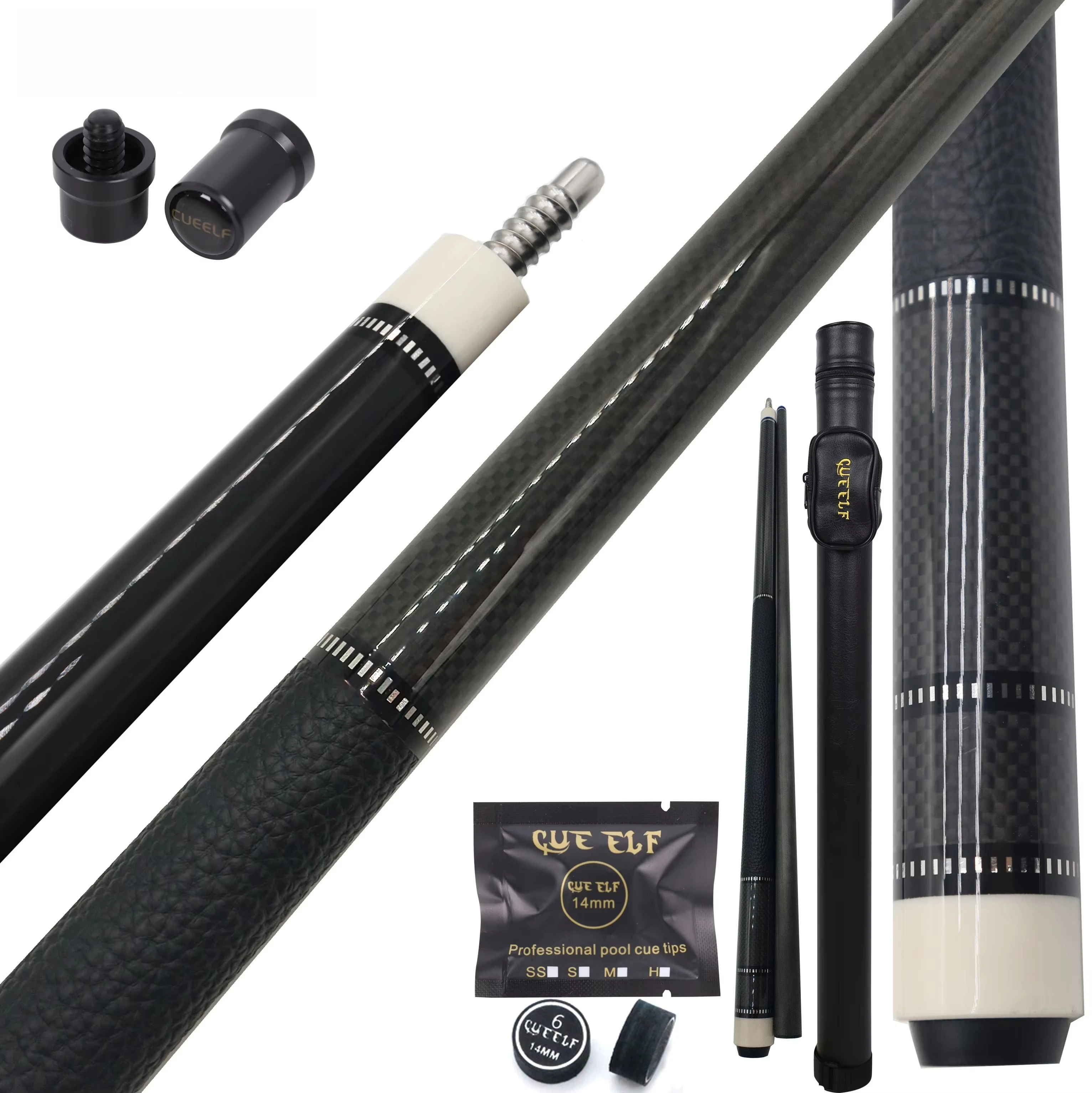 

3K Whole Carbon Cues Smooth Real Leather Wrap Billiards Pool Cue Stick Radial Pin Carbon Fiber Pool Cue Stick