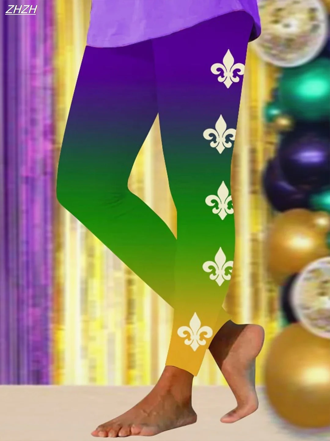 

2026 Fashion Women's Leggings Cozy Leggings Vacation Mardi Gras Print Graphic Carnival Printing Fleece Thermal Warm pants