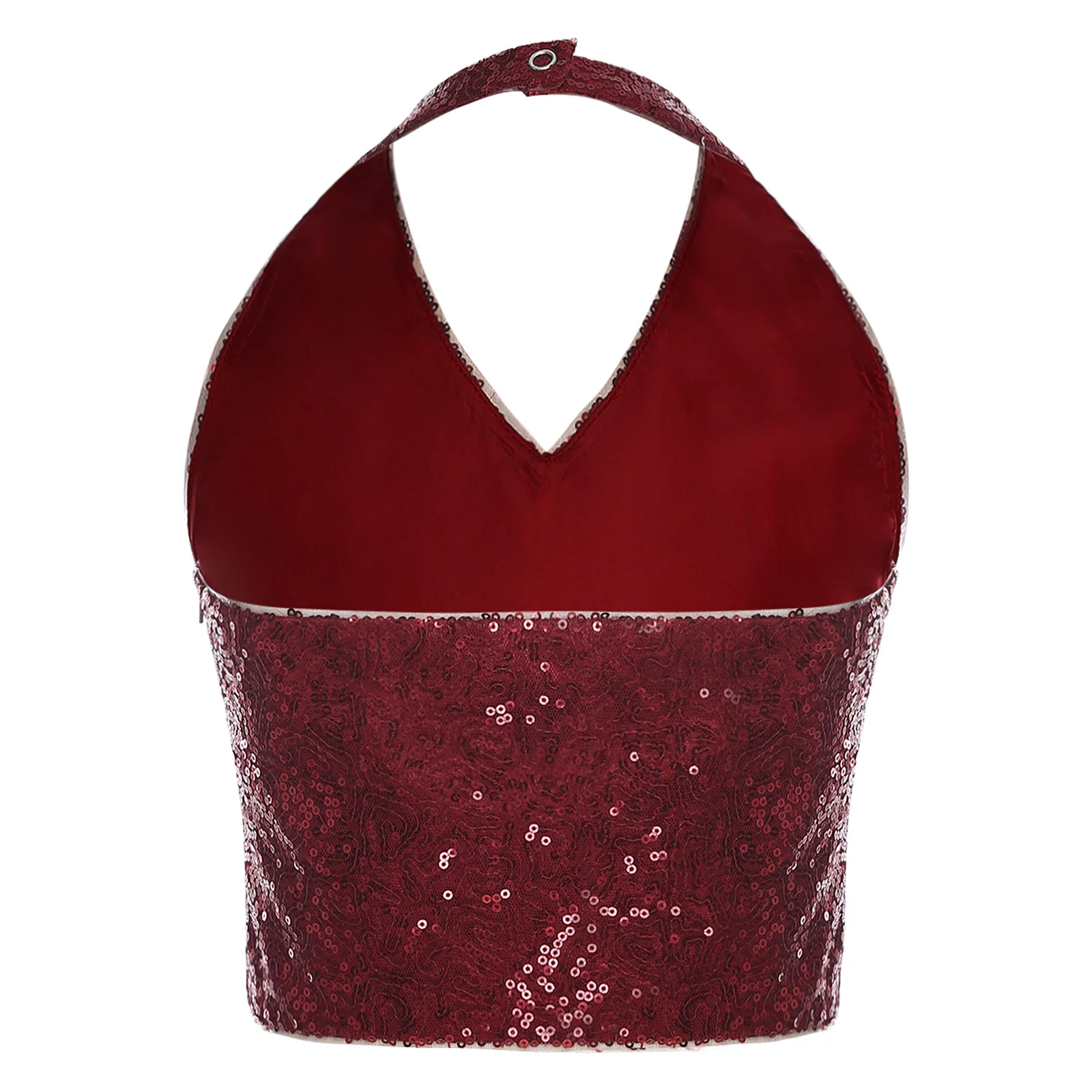 

6-16Y Girls Jazz Dance Tops Sleeveless Backless Sequin Crop Vest Carnival School Party Stage Performance Costume Dancewear