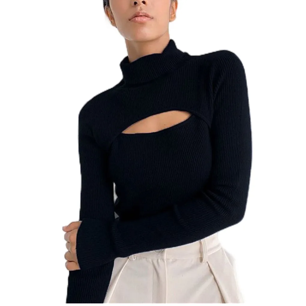 

Women Turtleneck Winter Long Sleeved Slim Pullover Basic Tops Casual Soft Knit Sweater Warm Jumper