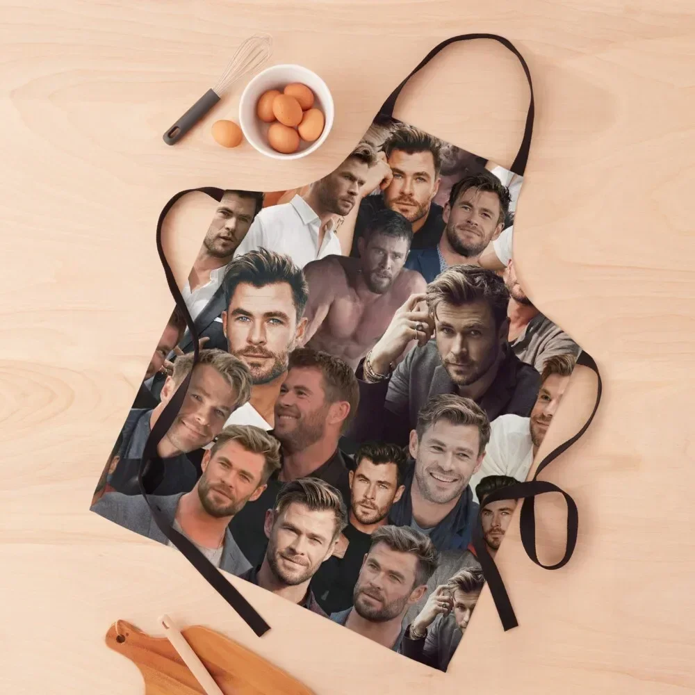 

Chris Hemsworth photo collage Apron Customizable For Women Kitchen Professional Barber Apron