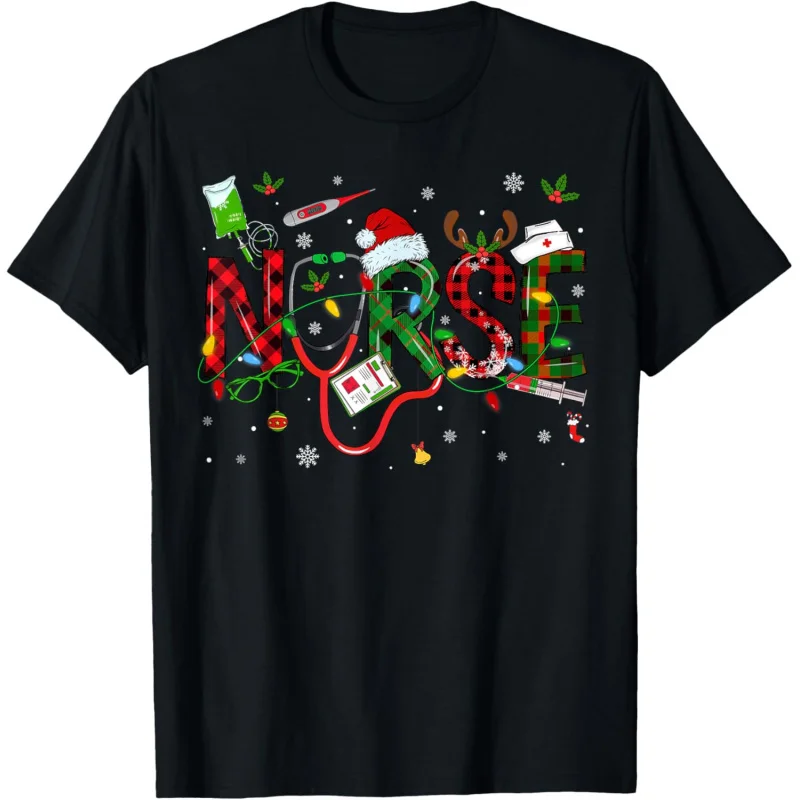 

Christmas stethoscope nurse frosted T-shirt top