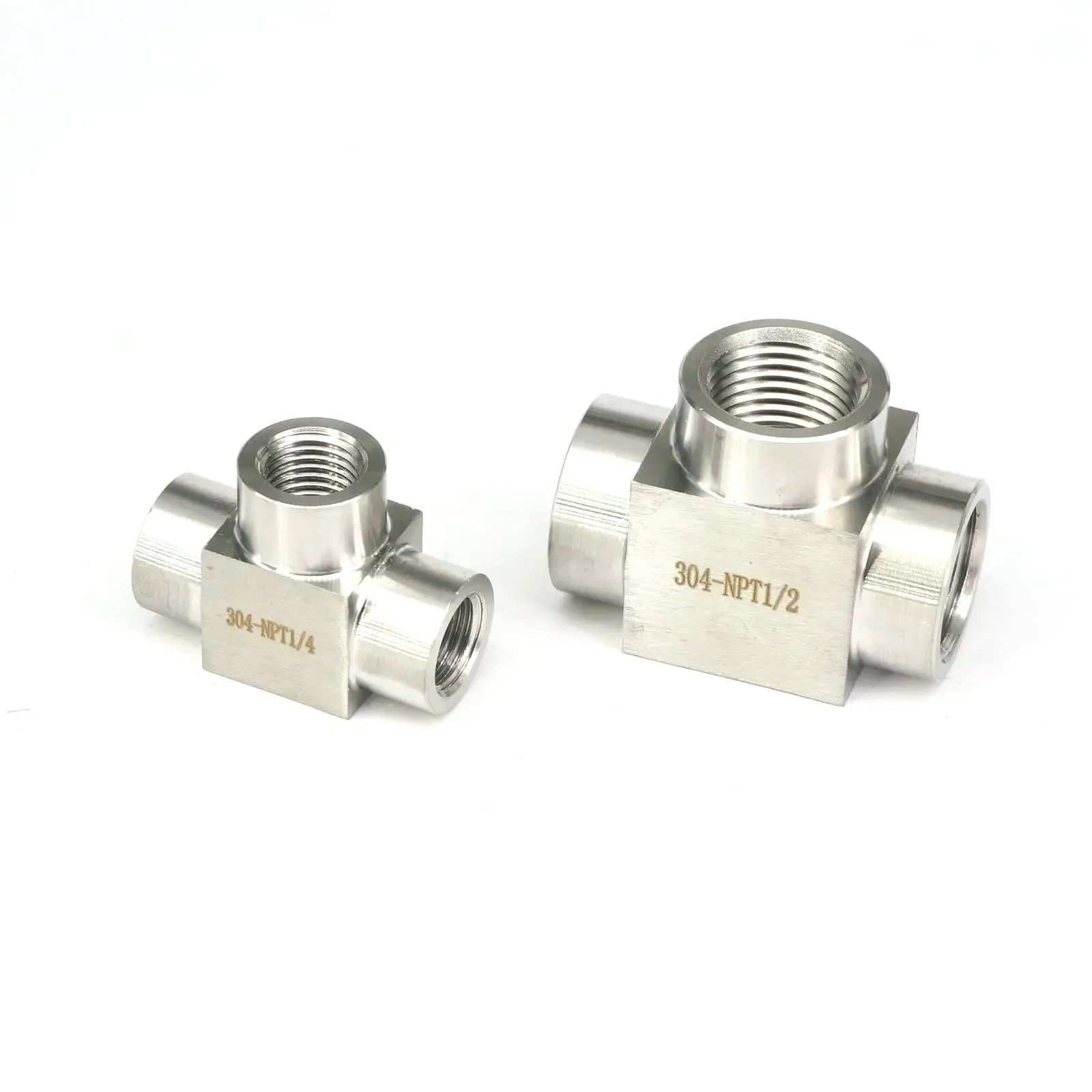 High Pressure M10x1 M14x1.5 M16x1.5 M18x1.5 M20x1.5 Metric Thread Female  304 Stainless Steel Tee 3 Ways Pipe Fitting300 Bar