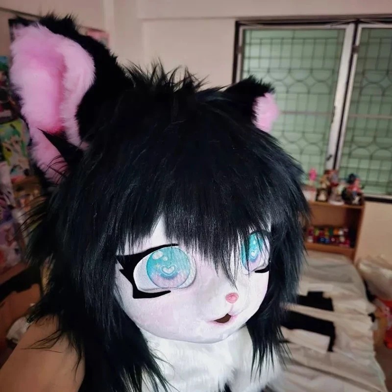 Cosplay Fursuit Headgear Animal Head Cat Mask Furry Kig Paw Comiket Furry Kigurumi Doll Beast Halloween Masquerade Costume - view 3