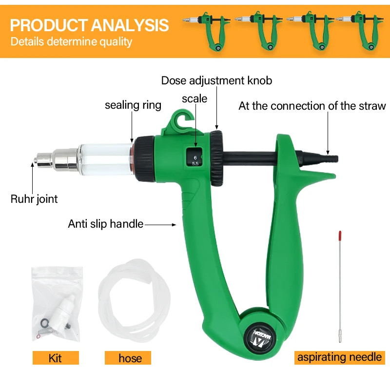 0.5-6ML Veterinary Continuous Syringe Vaccine Injection Animal Automatic Adjustable Continuous Syringe for Pigs Cattle Sheep