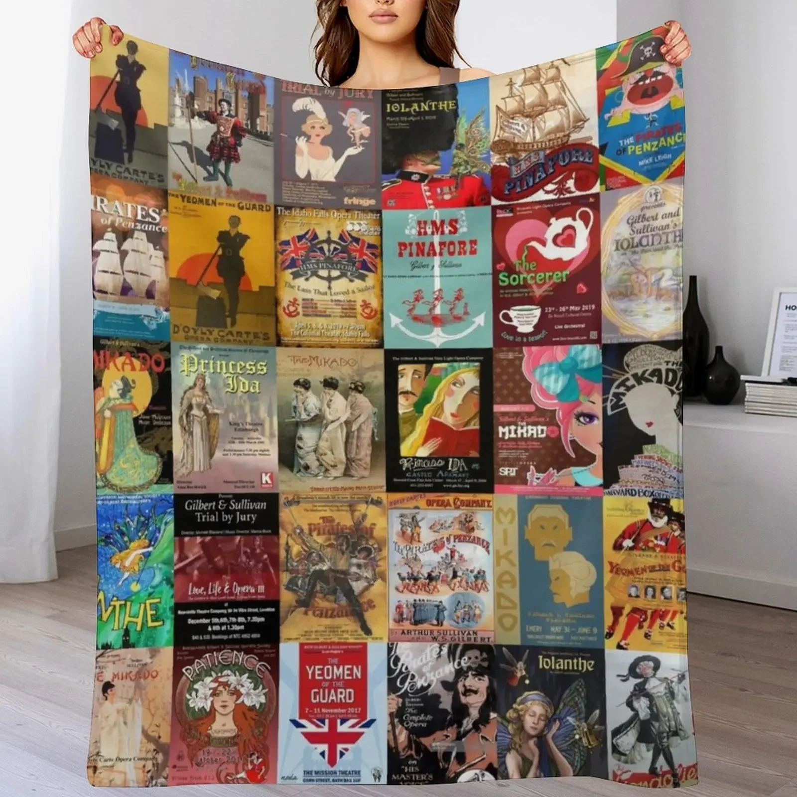 

Gilbert and Sullivan Opera Posters Throw Blanket Warm Flannel Blanket for Couch Chair Bedroom