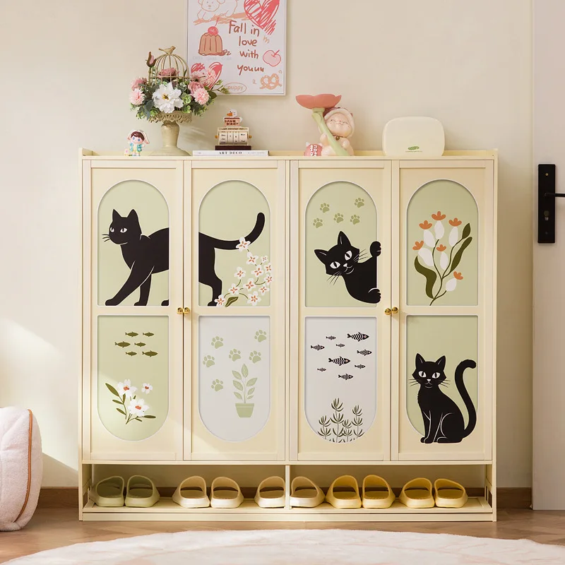 #Modern cream style bamboo and wood shoe cabinet, multi-layer dust-proof shoe cabinet, storage cabinet, kitchen storage cabinet