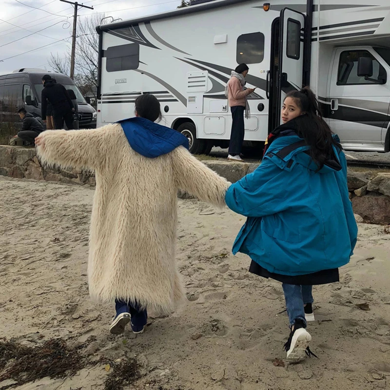 

Пальто Naturaleye Street Style из утолщенной теплой шерсти с мехом ягненка, молодежная модная зимняя коллекция верхней одежды