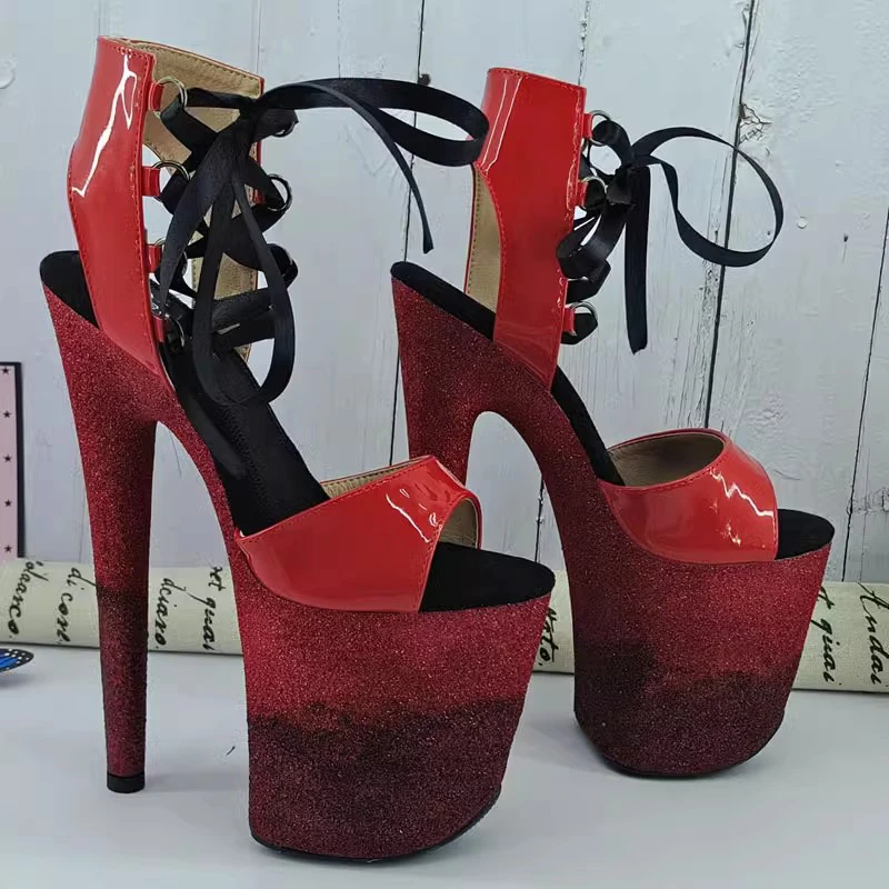 

Fashion 20CM/8inches PU Upper Plating Platform Sexy High Heels Sandals Pole Dance Shoes 051