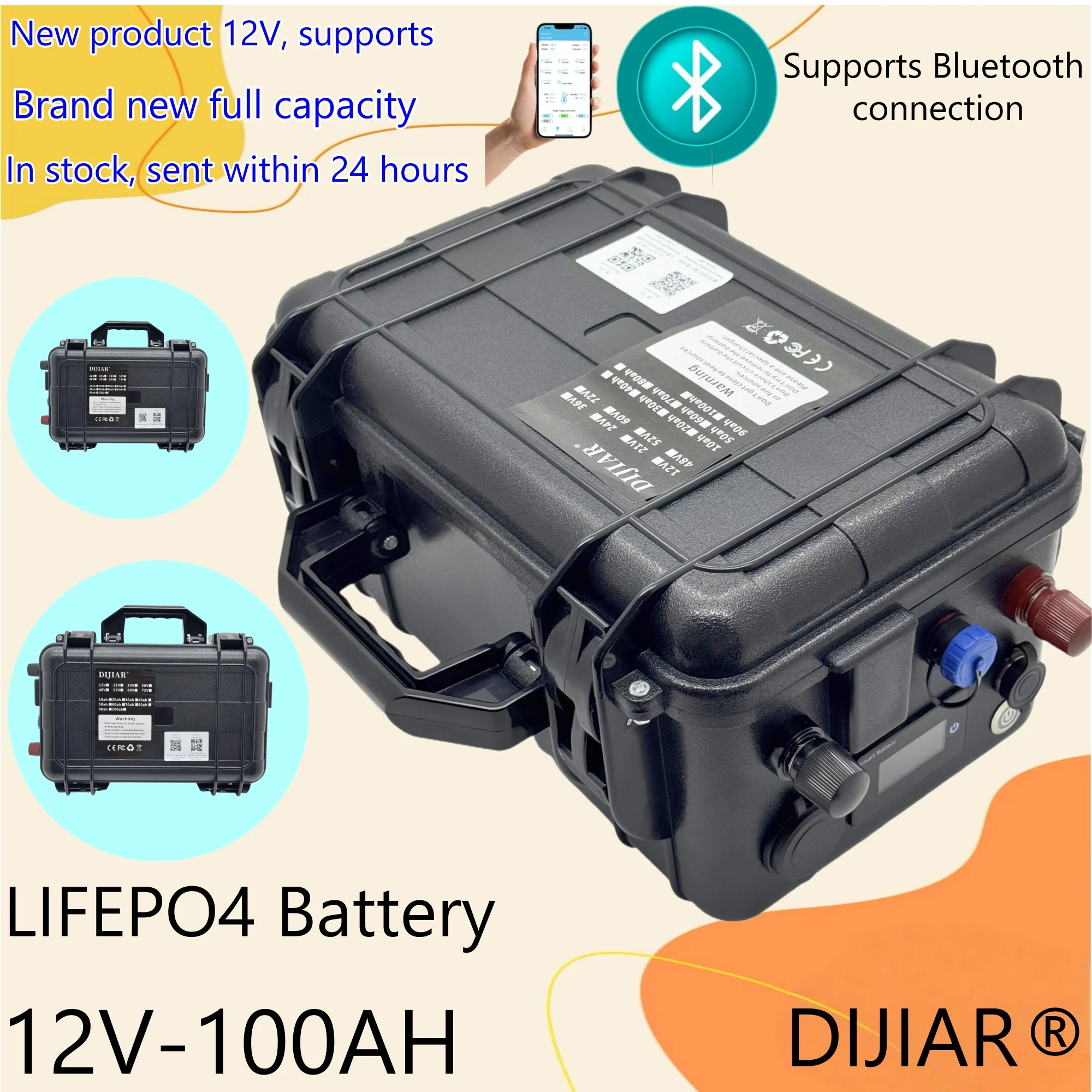 

Air transportation, in stock LIFEPO4 battery -12V100AH, supports Bluetooth connection, built-in BMS100AH, application thruster