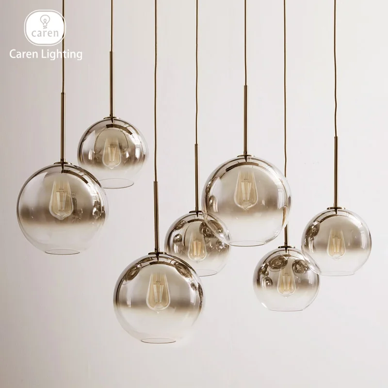 Caren Lighting handmade grandient mirror ball Glass Modern Nordic Glass Pendant Light decor Lights Fixtures led dinning room