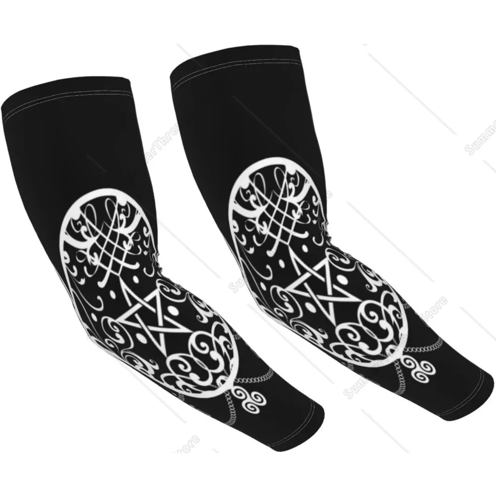 Wiccan Pagan Witch Tripple Moon Pentagram Sun Protection Arm Sleeves, Sports Arm Sleeves, Suitable For Sports, Travel