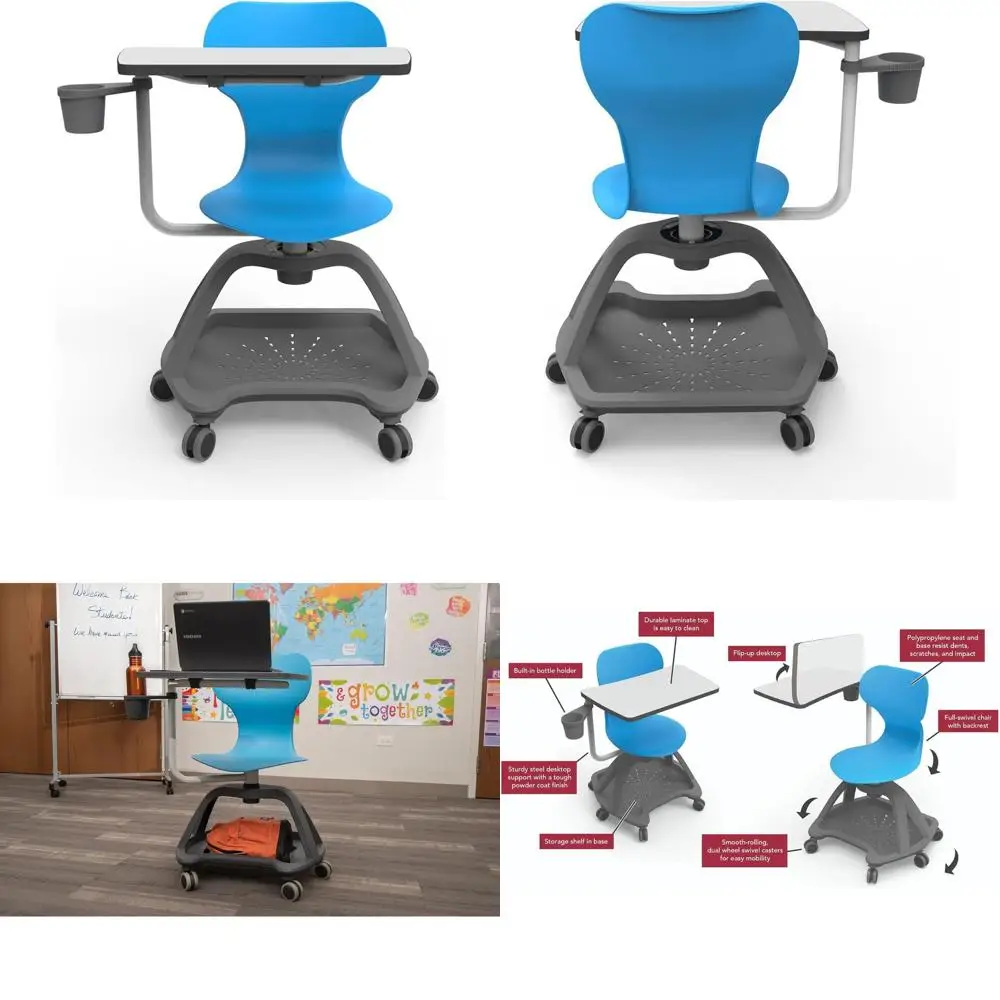 

Универсальный студенческий стол с креслом и местом для хранения, регулируемая высота, 23.5Ш x 27.5-29Г x 35В (дюймы)