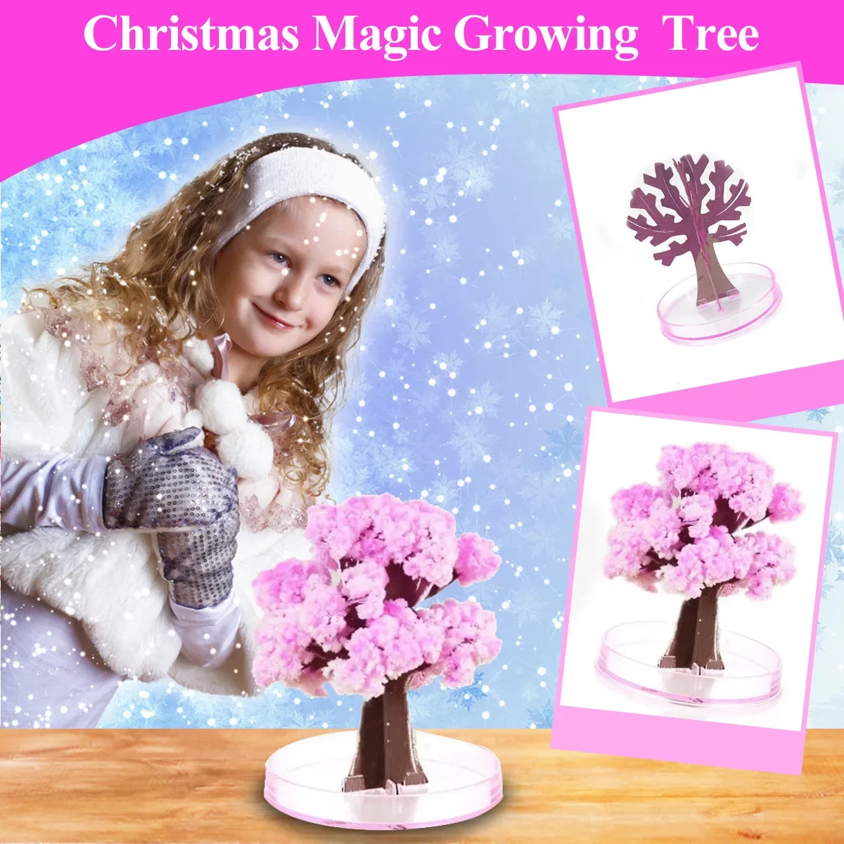 Children's mini magical tree mini cherry blossom, DIY crystal growth paper plant, decorative decorations, novel gifts, science t