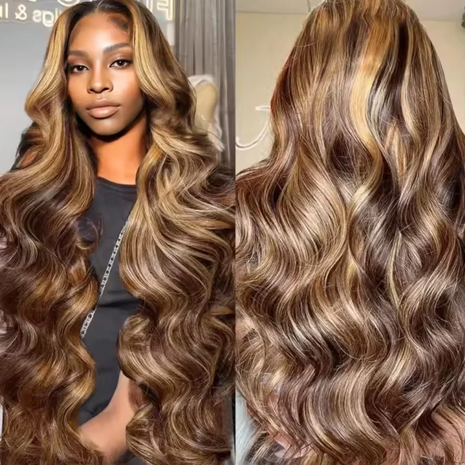 

Highlight 4/27 Wig Human Hair Wigs For Women 13x4 Lace Frontal Wigs For Women Pre Plucked With Baby Hair 200% Density