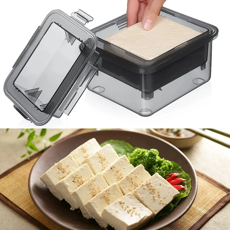 Prensa de tofu - Prensa de tofu para tofu firme ou extra firme - com bandeja de coleta de água de nascente atualizada
