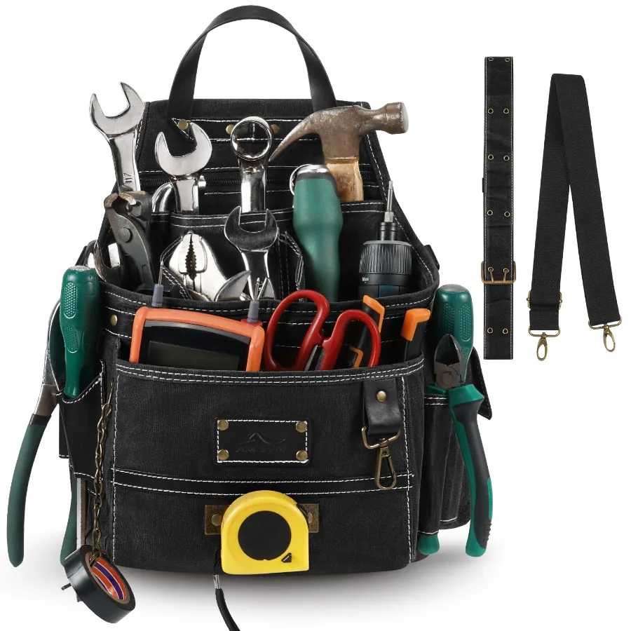

Heavy Duty Construction Tool Belt Pouch Tool Organizer for Electrician Carpenter Durable Workwear Storage Solution with Multipl