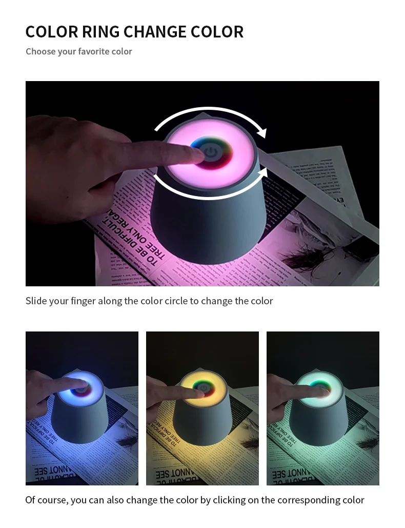 Creative Restaurant Bar Bottle Light RGB Color Ring Dimming Portable Lamp Head USB Charging Bedside Decoration Night Light