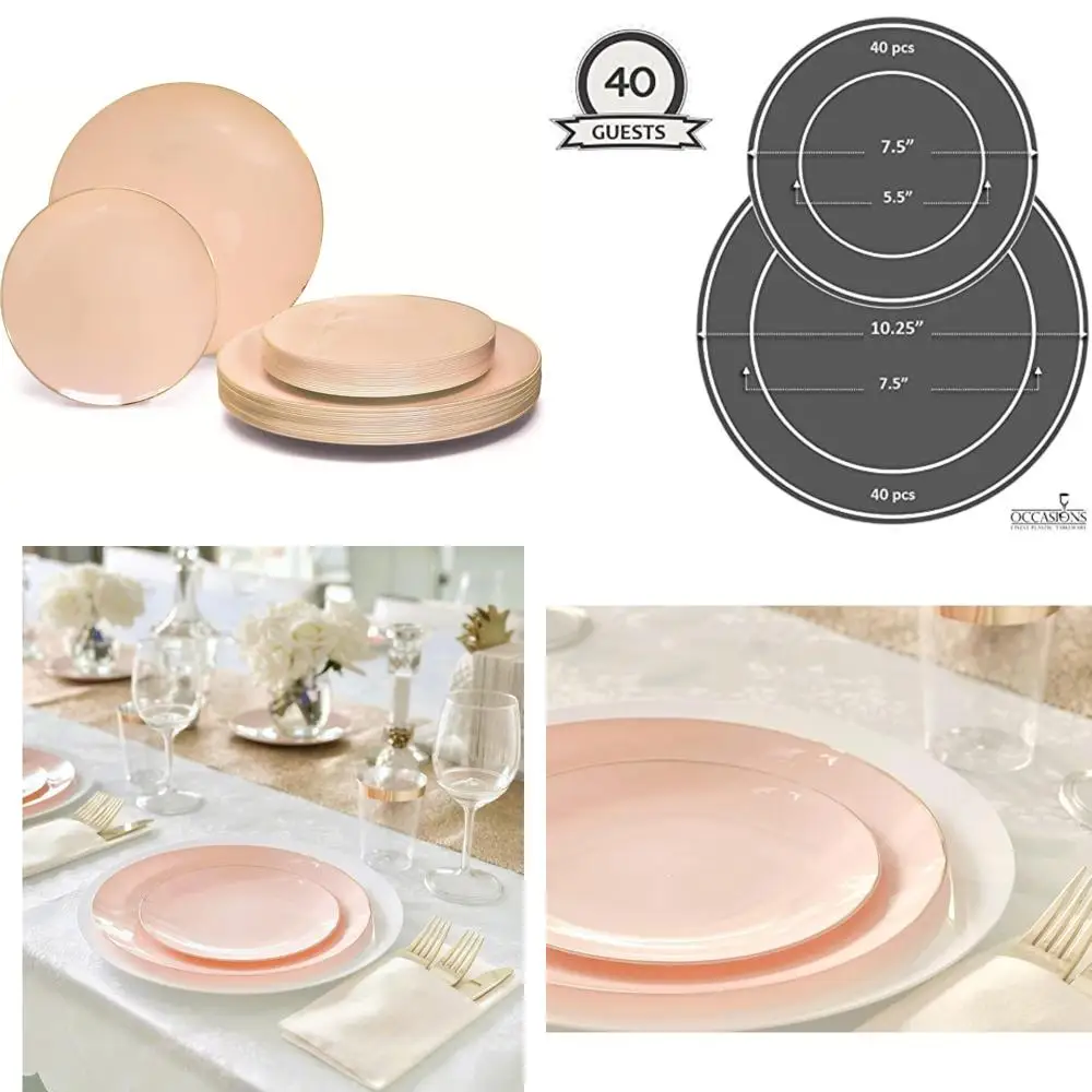

Набор одноразовых пластиковых тарелок премиум-класса для 40 гостей — 40 обеденных тарелок 10,5 + 40 тарелок для салата 7,5 для свадебной вечеринки