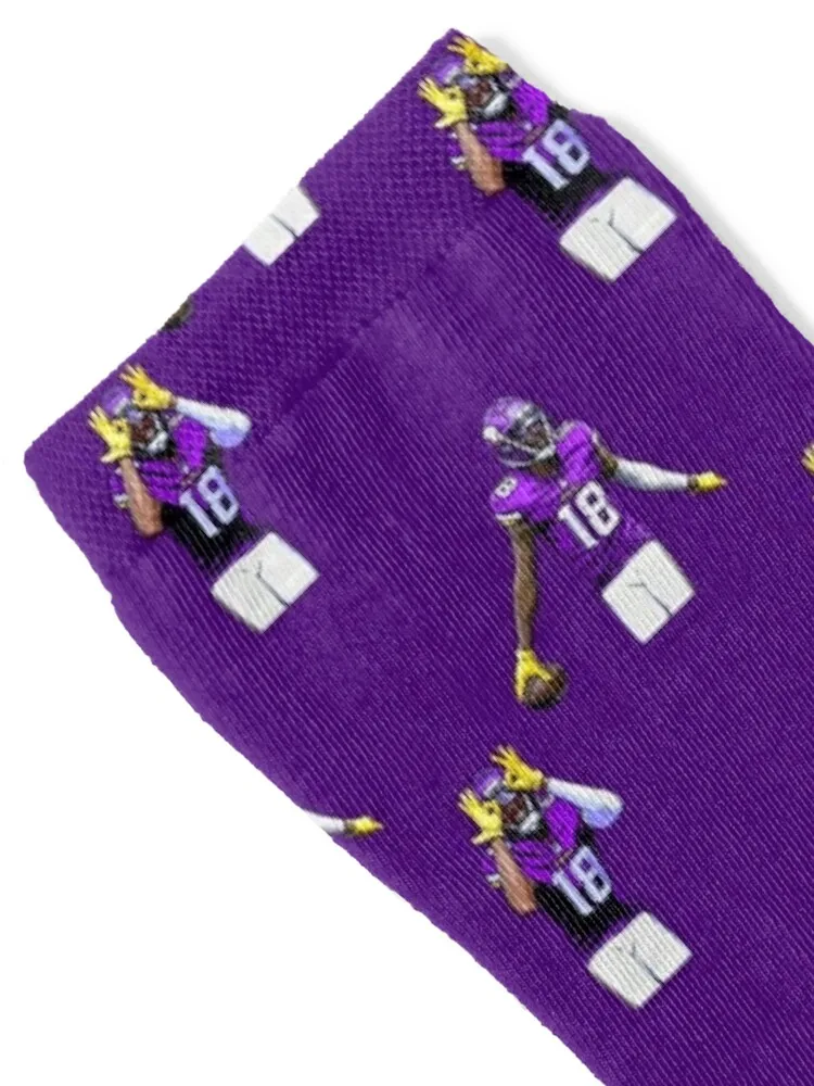 Justin Jefferson Griddy Dance Print - Purple Background Socks Climbing funny gifts Male Socks Women's