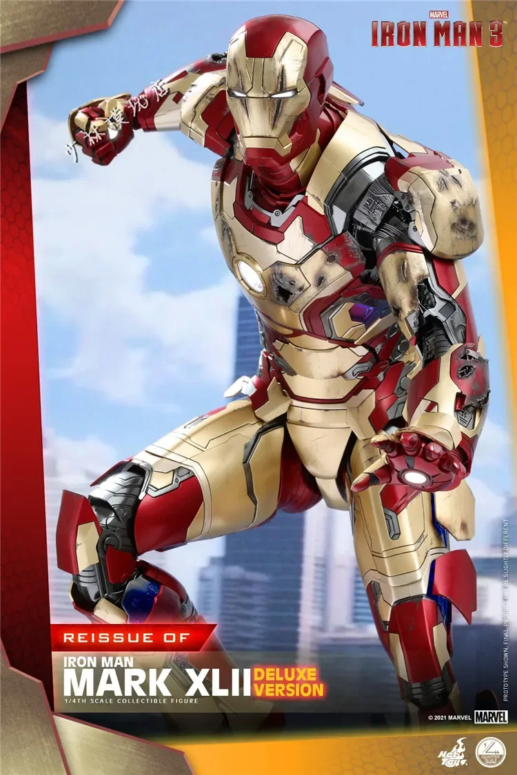 Original Hot Toys Iron Man Action Figure 1/4 Mk42 Anime Figuren Deluxe Edition Ht Qs008 Statue Mechanische Basis Sammeln Spielzeug Geschenke