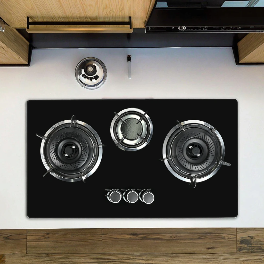 ガラスパネルガスコンロ - 電池点火式LPGクックトップ、安全機能付き家庭用キッチンコンロ