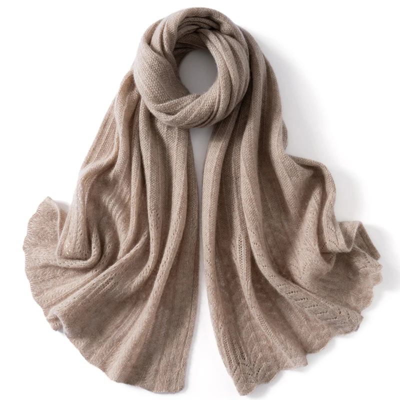 Шарф из 100% кашемира, размер 180*55, для женской осенне-зимней уличной одежды, теплый вязаный кашемировый шарф, шаль