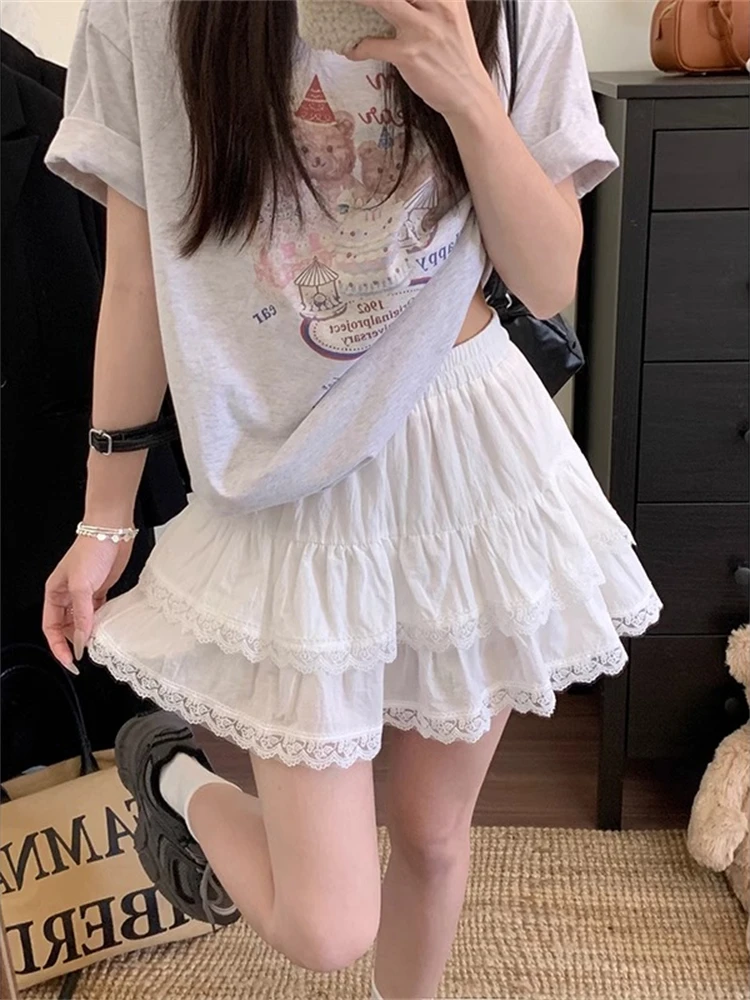 

Весна 2026: Белая пышная юбка-пачка для женщин, эластичная, с высокой талией, приталенная, А-силуэт, короткая, в корейском стиле, для повседневной носки