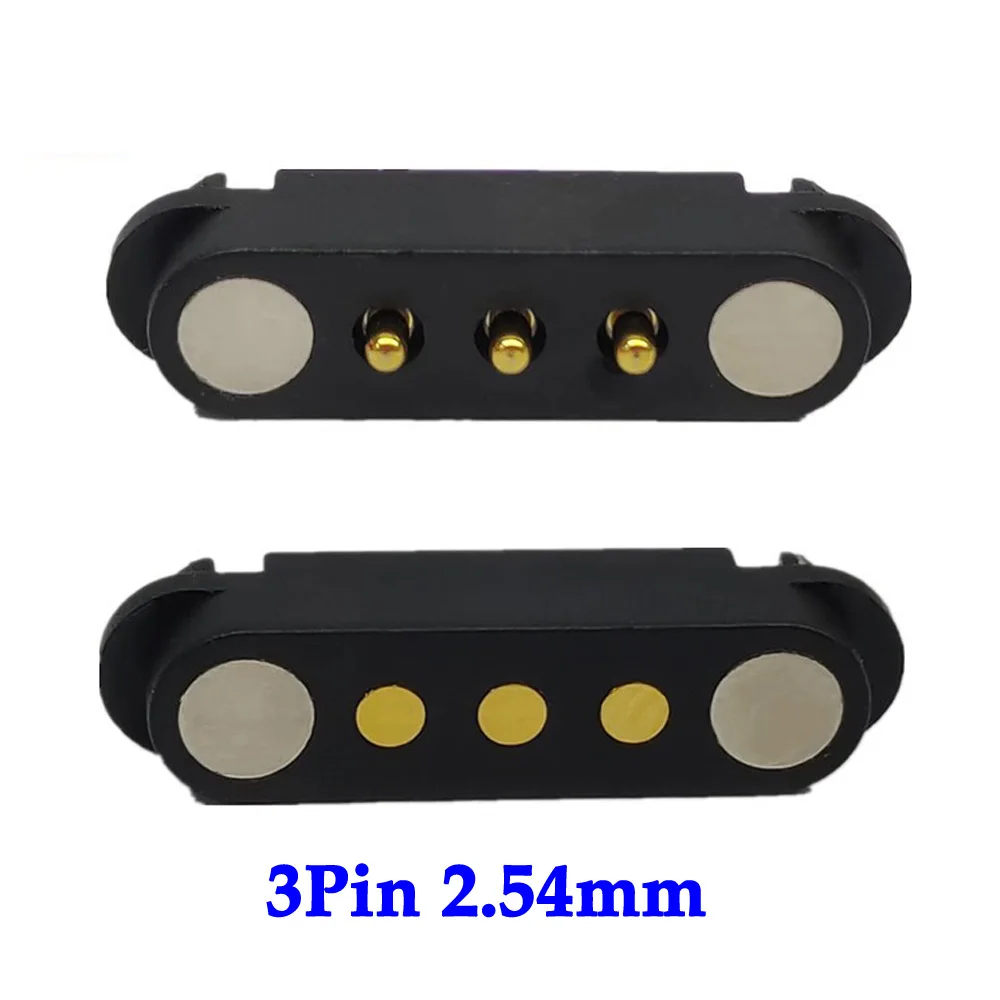 1sets 2A 3Pin Waterproof DC Magnetic Pogo Pin Connector Male Female Spacing 2.54mm Spring Loaded DC Power Socket