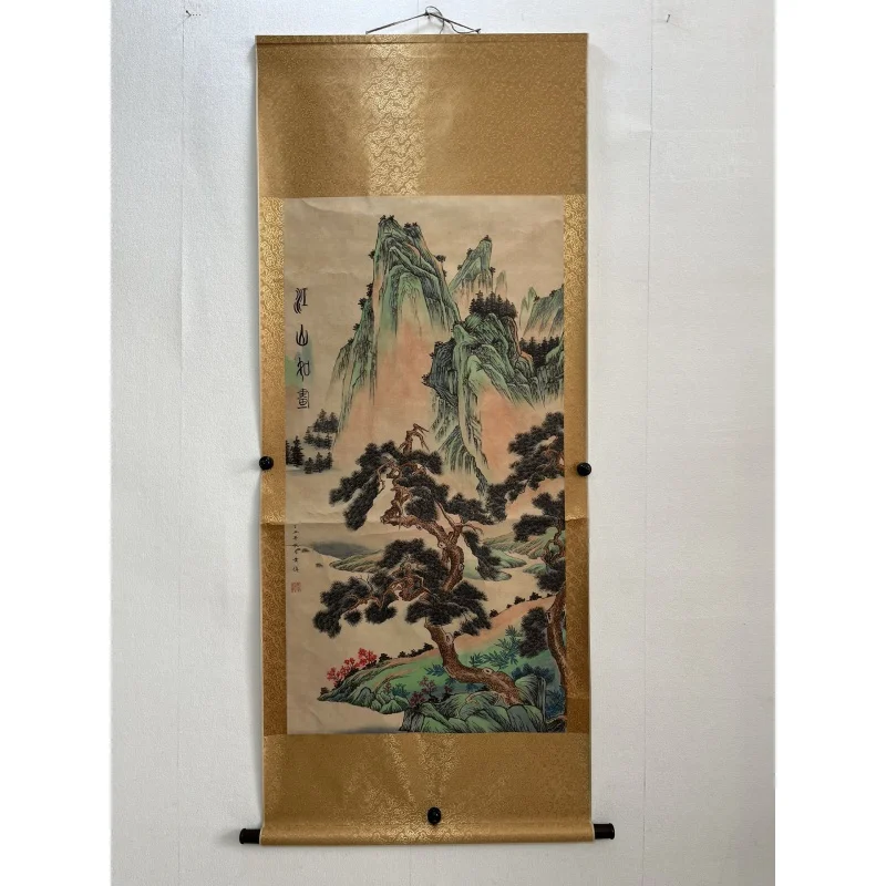 

Antique Distressed Famous Celebrities Calligraphy and Painting Huang Shen the Land Is Picturesque Middle Hall Painting Study Cal