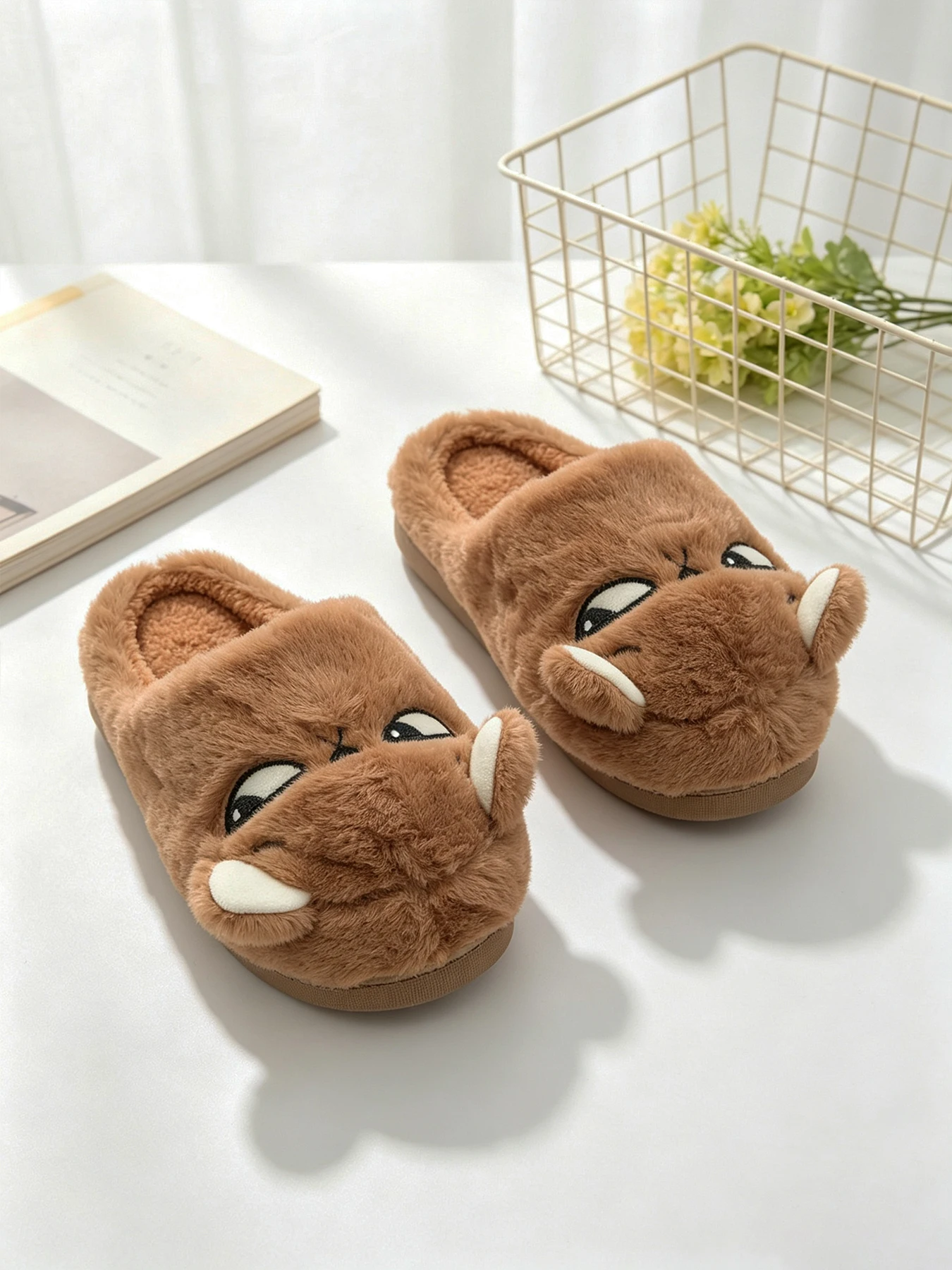 NoBrand Men’s Adorable Cartoon Character House Slippers, Soft Plush for Couples Daily Indoor Wear