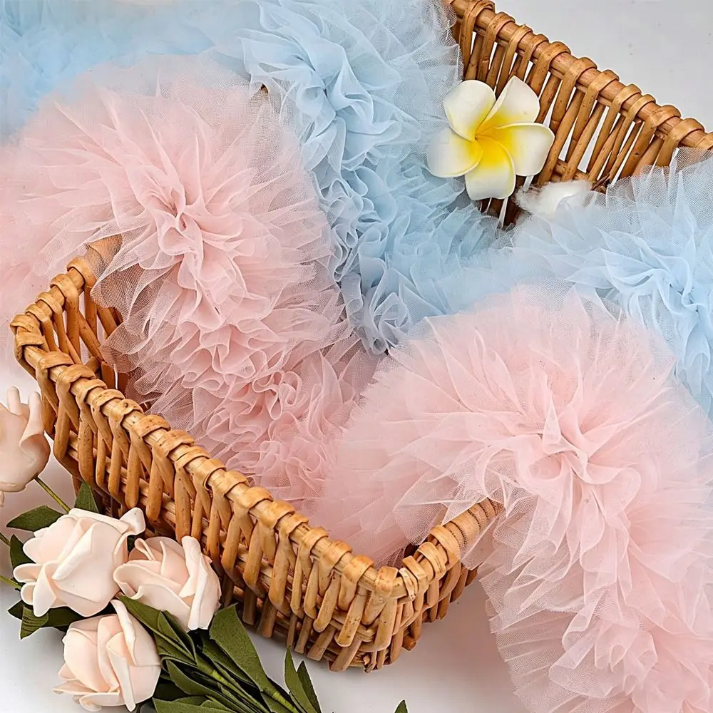 Hem Cuffs 1 Yard Mesh Lace Accessories Multicolor 12cm Wide Lace Trim Puffy Texture Dense Mesh DIY Craft