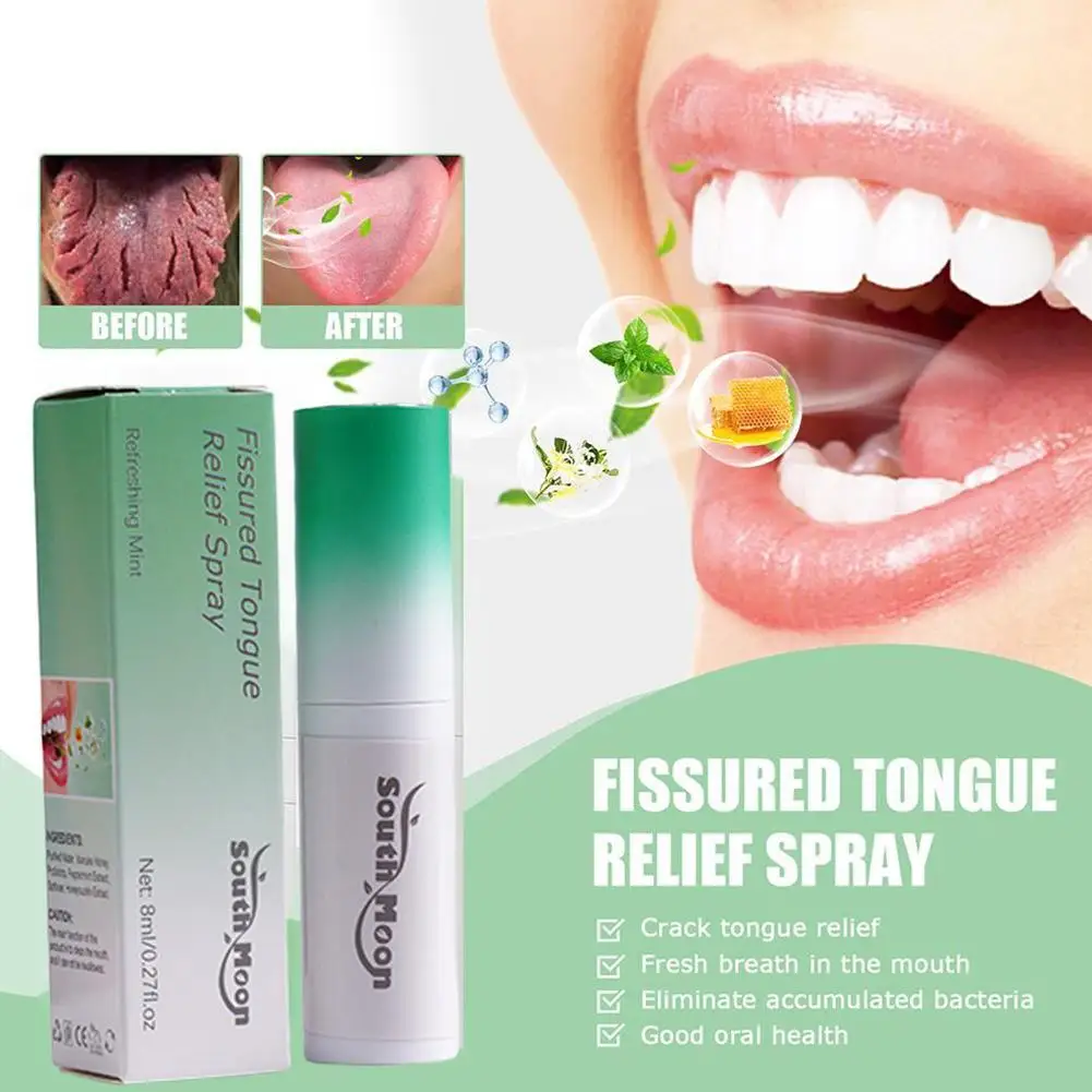 

8ml Fissured Tongue Relief Spray Breath Mint Freshener Spray Regulates Oral Health Natural Essence Mouth Health Care Wholesale