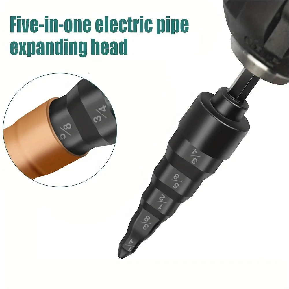 5 In 1 Air Conditioner Copper Pipe Expander Swaging Drill Bit Set Swage Tube Expander Swaging Flaring Tools For HVAC Repair