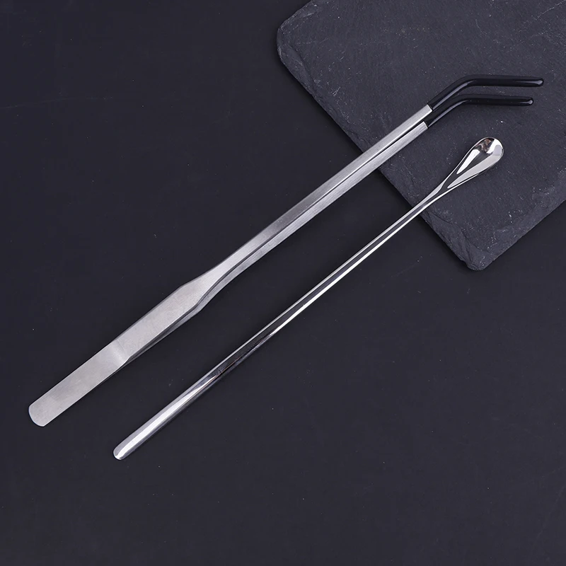 Stainless Steel Aquarium Feeding Spoon Tweezers Aqaurium Clip Tools Reptile Feeding Tongs Pet Forceps With Rubber Non-slip Tip