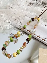 Y2K Summer Sea Breeze Women Cell Phone Charm Strap Hanging Rope DIY Handmade Wrist Keychain Lanyard Gifts