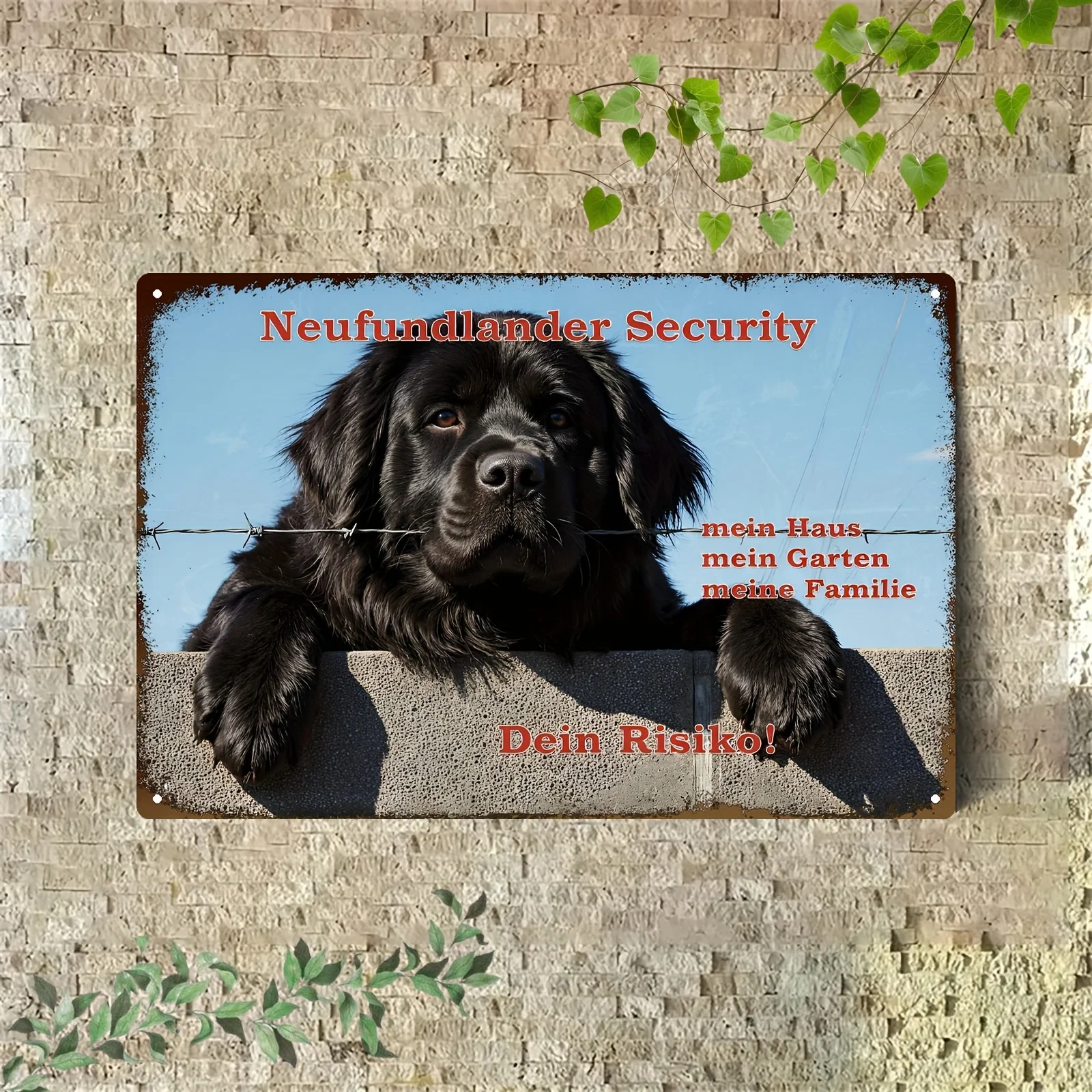 1pc Vintage Newfoundland Safety Sign - 20.32x30.48 cm Aluminum Wall Decor, Fierce Dog Design, Rustic Metal Sign for Home