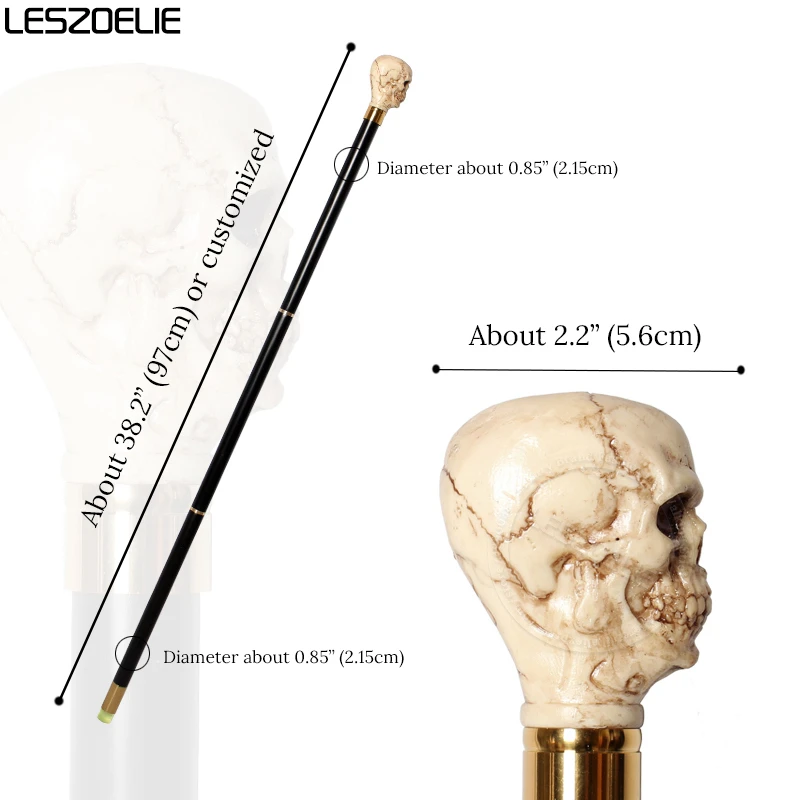 97 см палочка с головой черепа для мужчин, ручка из смолы, немецкий бук, съемные деревянные трости, женские модные вечерние декоративные трости