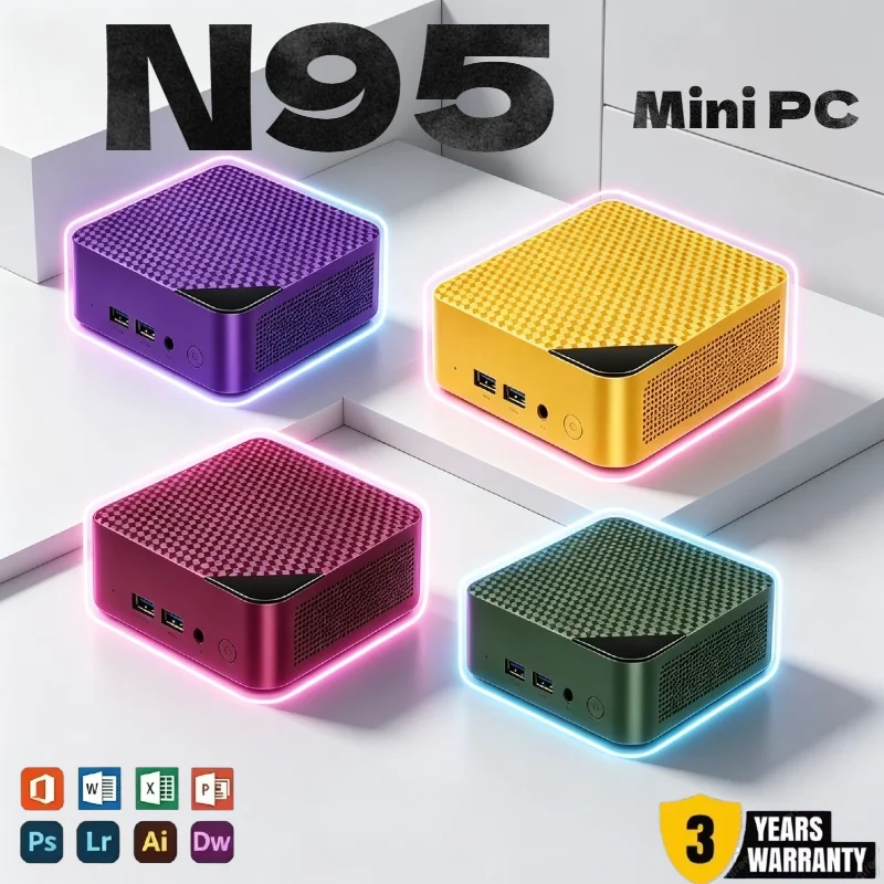 New Mini PC 2026 Intel N95 Portable Mini Computer Windows 11 16GB RAM 1TB SSD WiFi 6 Light Gaming Desktop