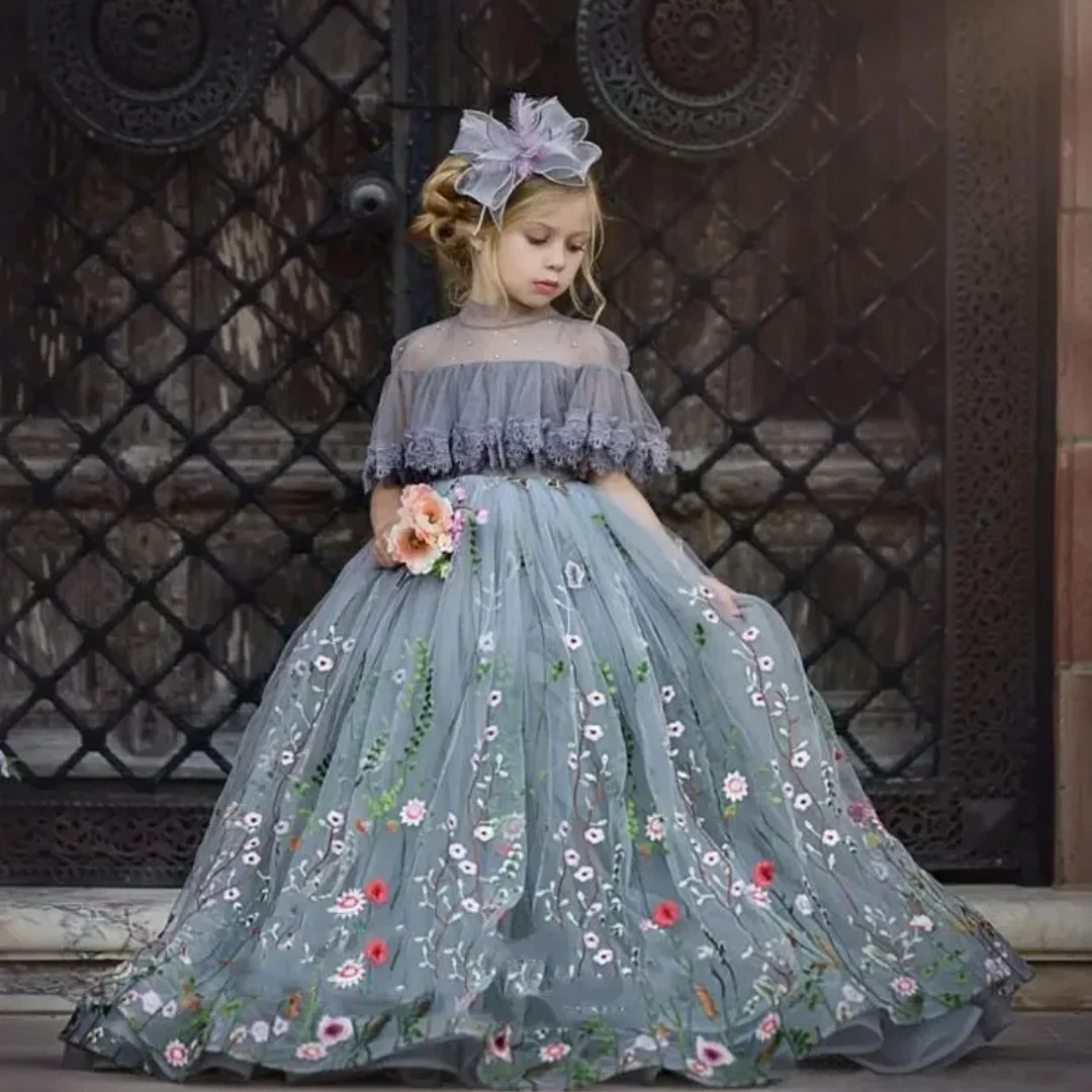 

Customized Lovely Flower Girl Dresses for Wedding Flower Lace Appliques Girl Birthday Ball Gown First Holy Communion Gown