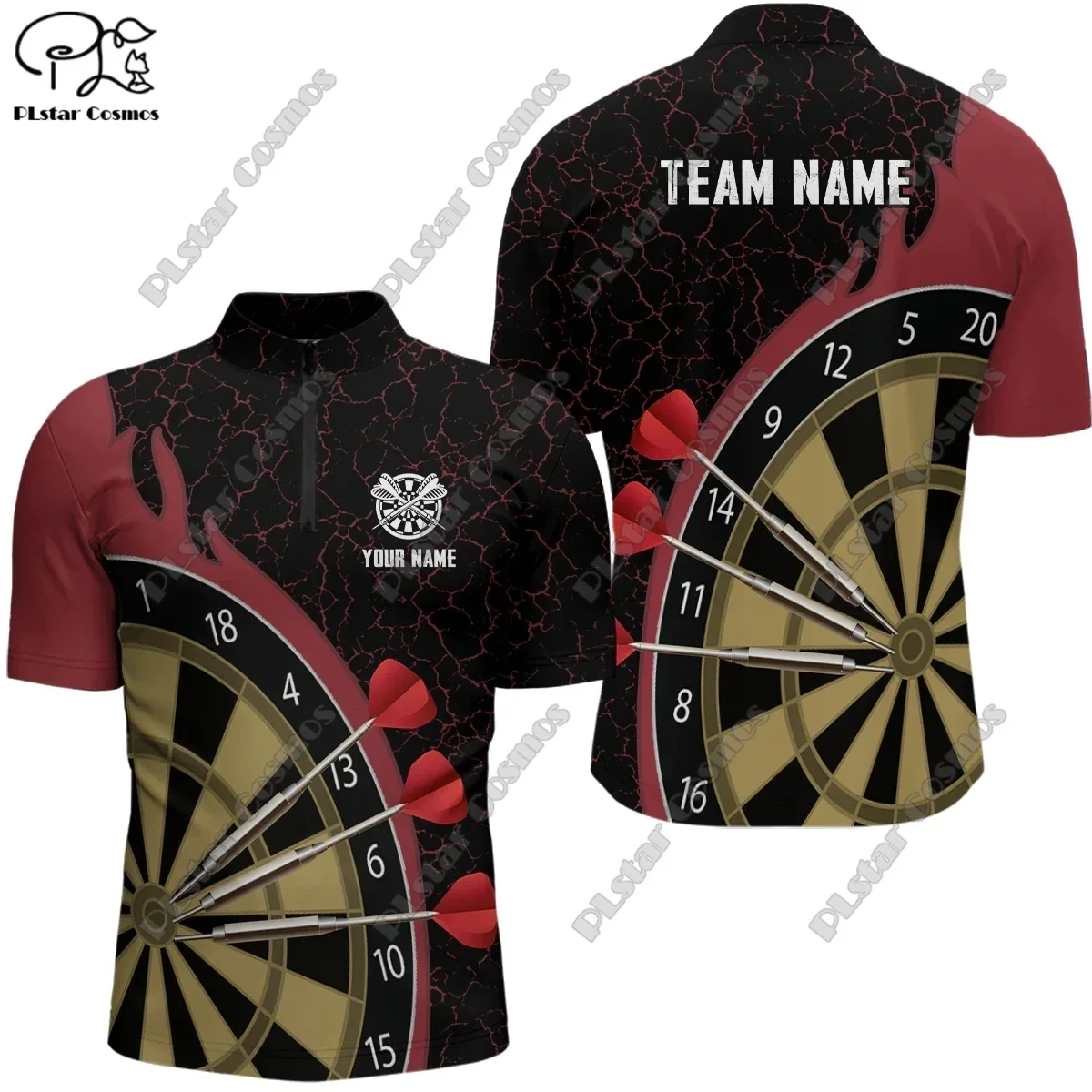 New personalized 3D printing dart throwing pattern zipper POLO shirt T-shirt unisex gift casual team throwing sports series F-11