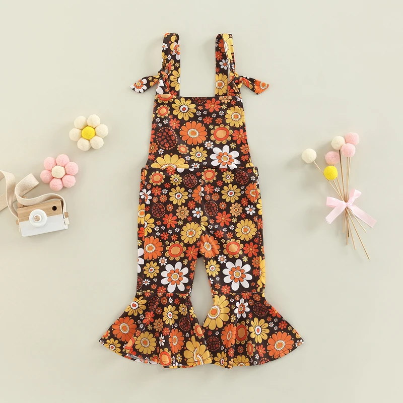 2022-08-29 Lioraitiin 0-4Years Toddler Baby Kid Girl Romper Sleeveless Off Shoulder Flower Print Loose Long Ruffle Romper