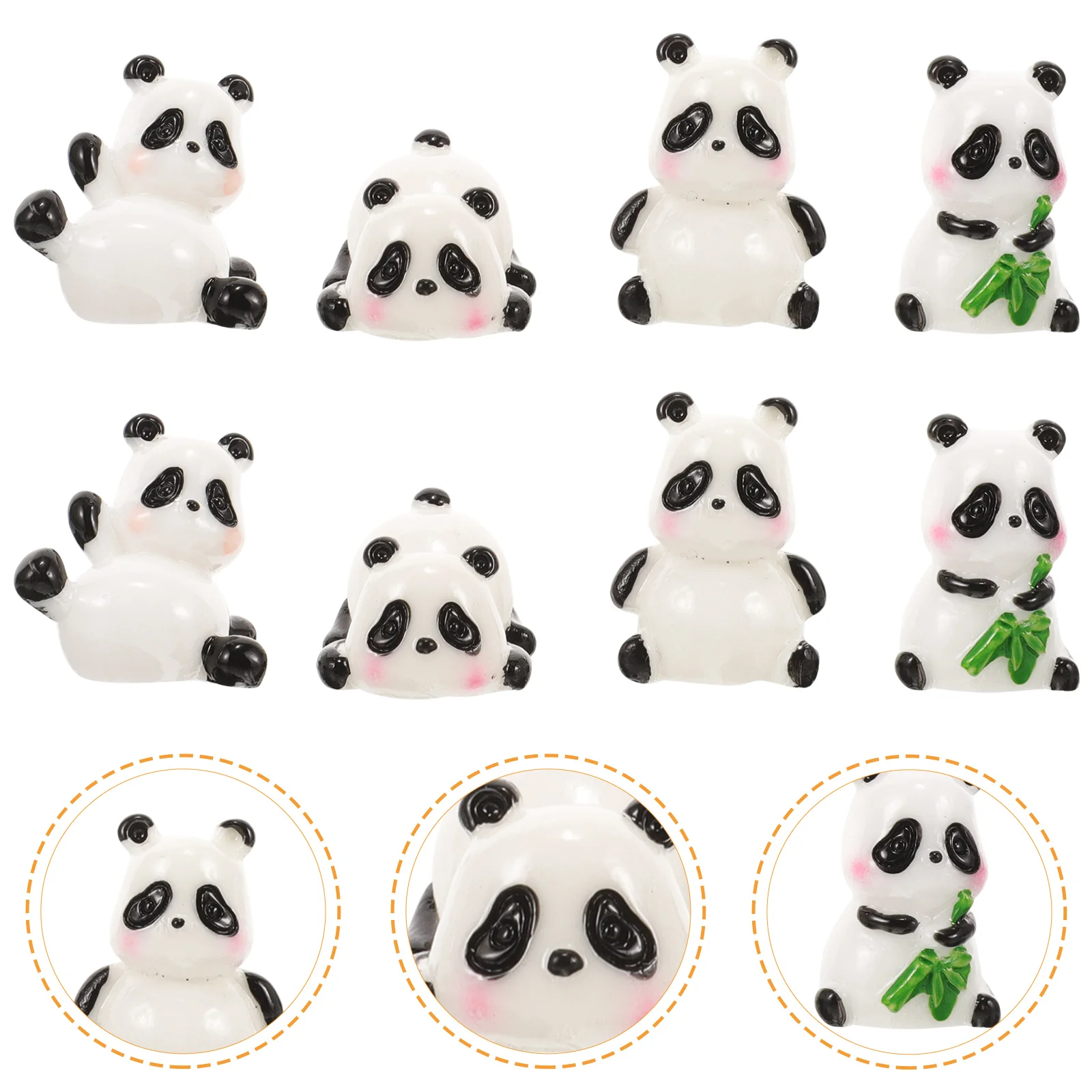 

8 Pcs Mini Panda Ornament Toy Resin Landscape Figurine Succulents Garden Statue Patio Scene Decors Decorations