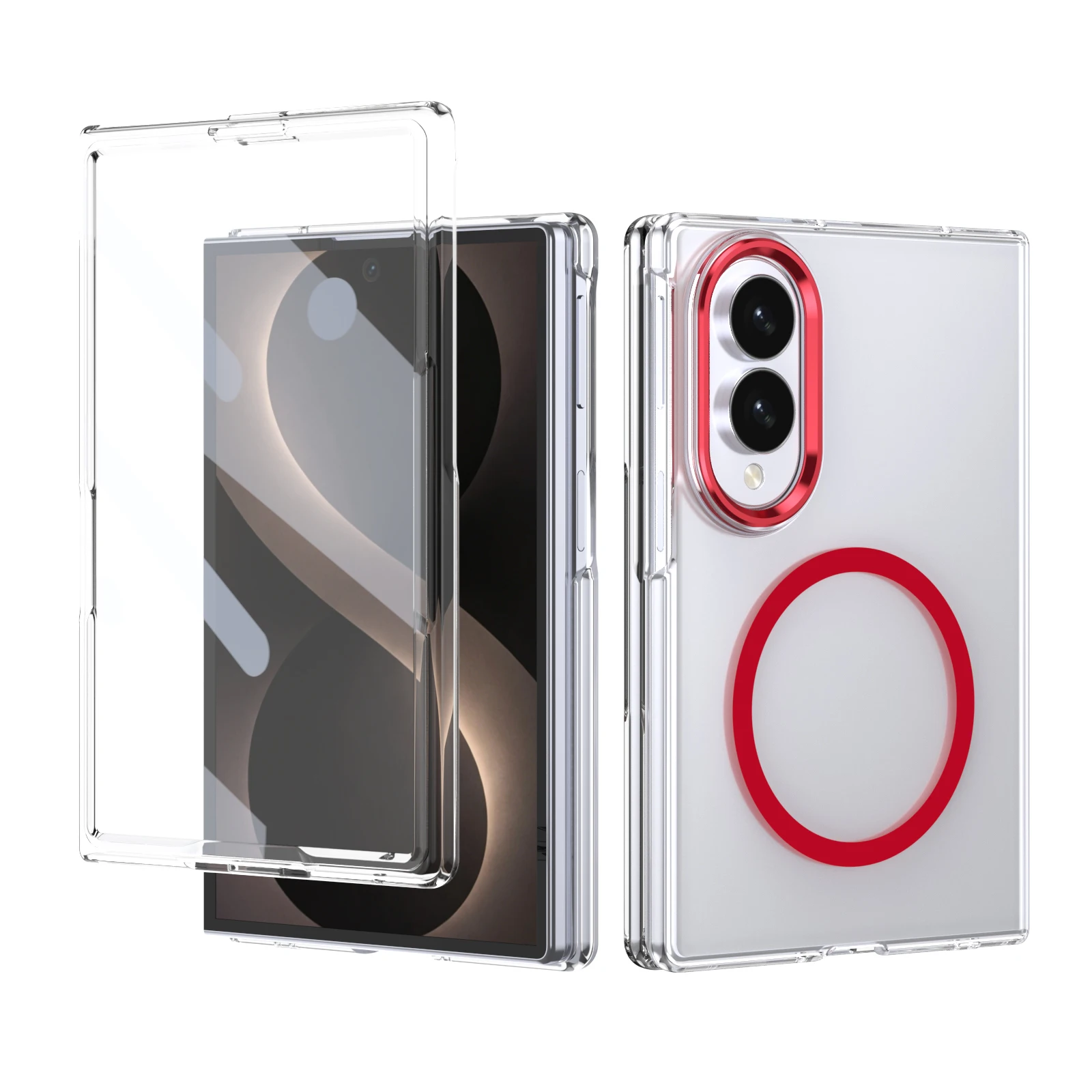 For Samsung Galaxy Z Fold 8 Case Transparent Magnetic Wireless Charging Folding With Tempered Glass Shockproof Cover Accessories