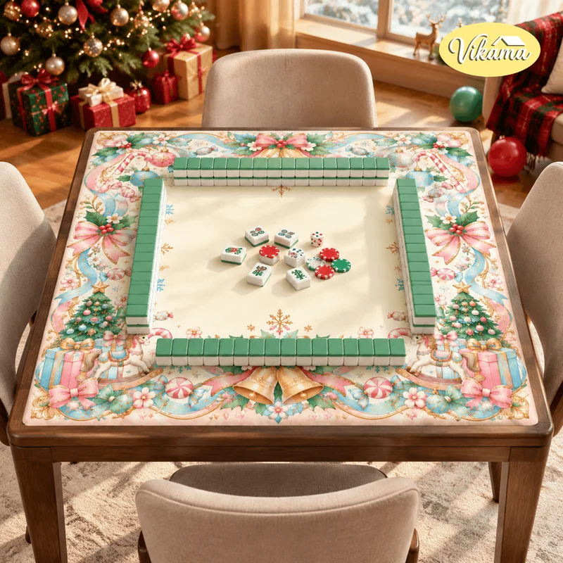 Christmas Bells Nutcracker Mahjong MatNon Slip WashableFamily Game Night Dining Room Holiday HomeTable CoverChristmas