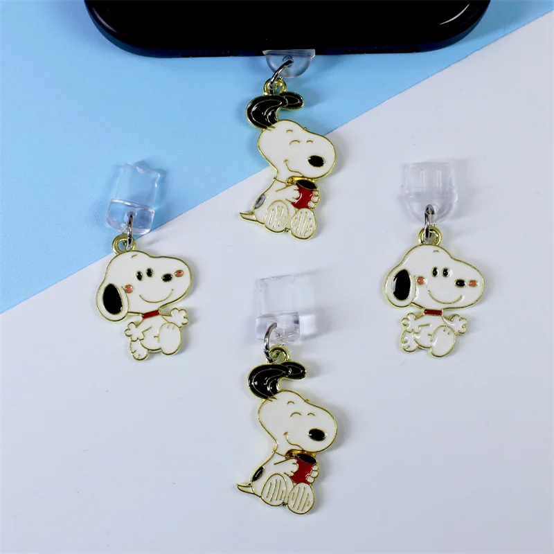 MINISO Snoopy Metal Phone Dustplugs For iPhone Samsung Xiaomi Huawei Type C Android Charging Port Protectors Anti-Dust Plug