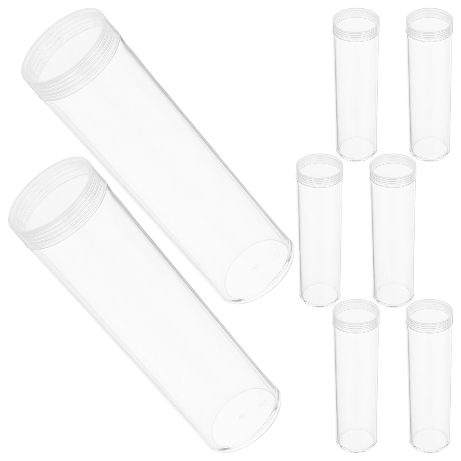 

8pcs Transparent Storage Tubes Clear Plastic Holders Quarters With Lids Secure Protection For Coin Collection Display