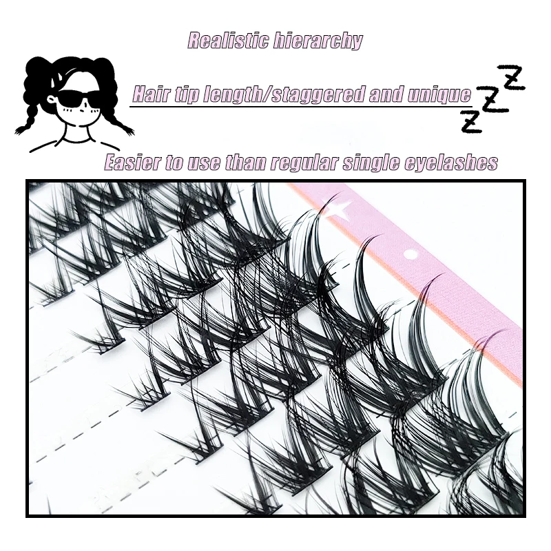 Mix 3D Fluffy Single Cluster Eyelash Extension Segmented Natural Mink Fox Eye Effect makeup Lashes Individual False eyelashes
