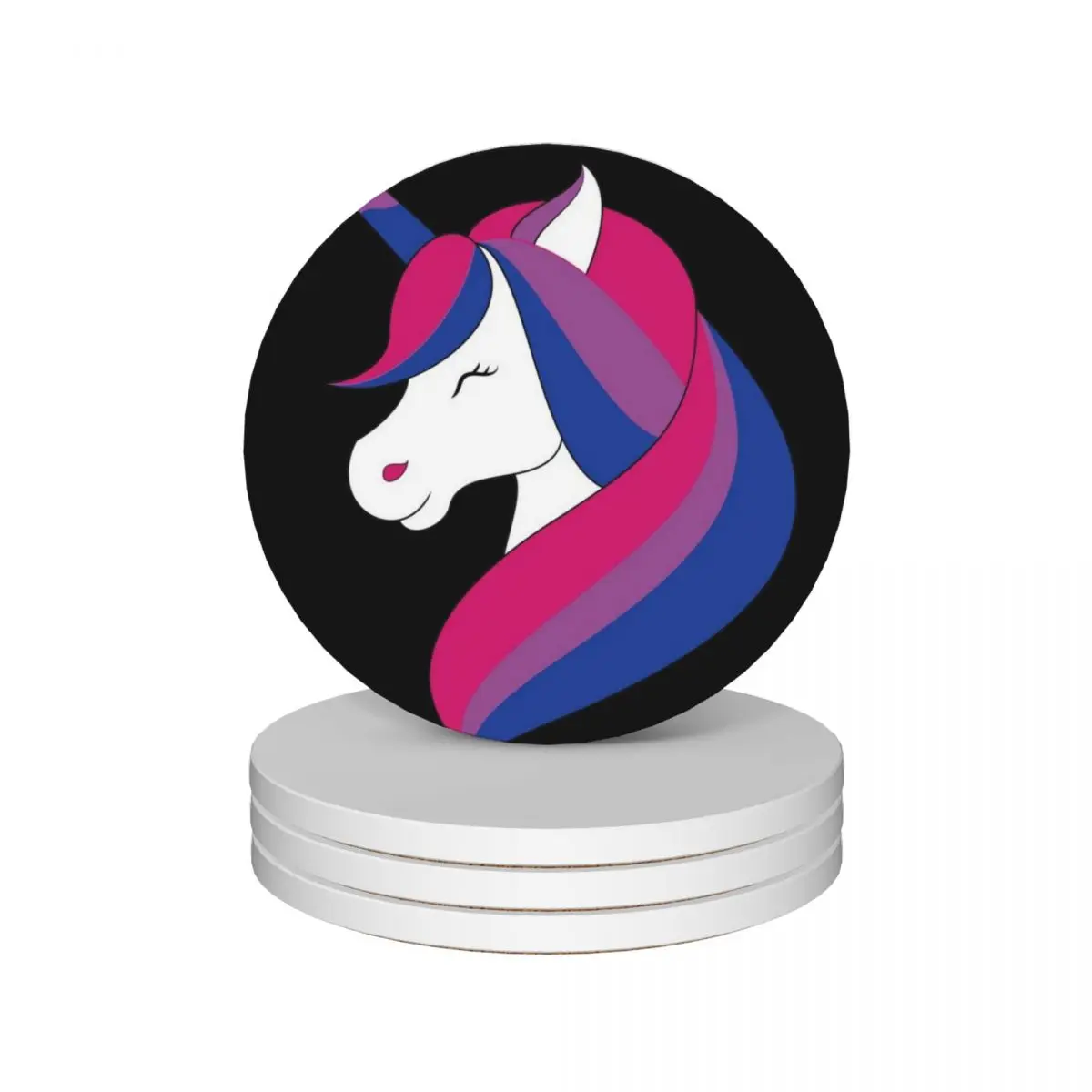 

Bisexual Unicorn Ceramic Coasters (Set of 4) cute kitchen supplies cute kitchen Coasters