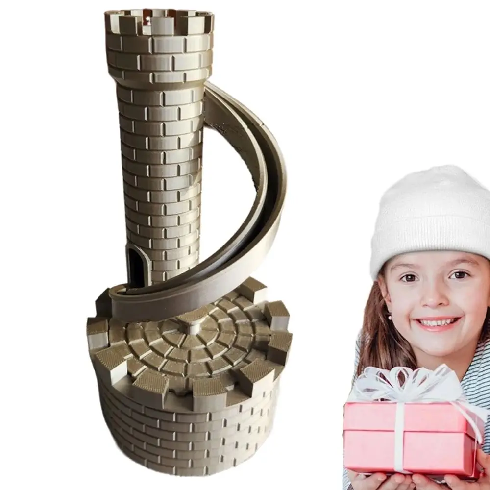 

PLA Castle Slide Coin Storage Container Model Large Capacity Castle Tower Piggy Bank Spiral Openable Rolling Tower Money Boxes